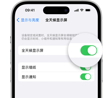 阳城苹果15预约维修分享iPhone15如何设置全天候显示屏幕可见 